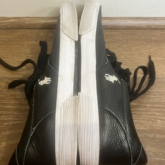 Polo Ralph Lauren Felton Leather Men's Low-Top Casual Sneakers, Black/White, 12 - Picture 10 of 13